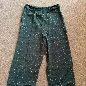 Whistles Dark Green Culotte pants with White Dash Print